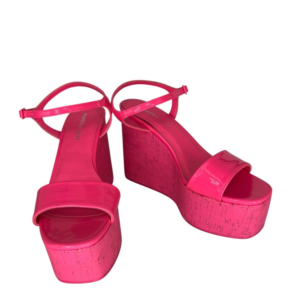 Madden Girl Theo-C hot pink platform wedge sandals sz 8